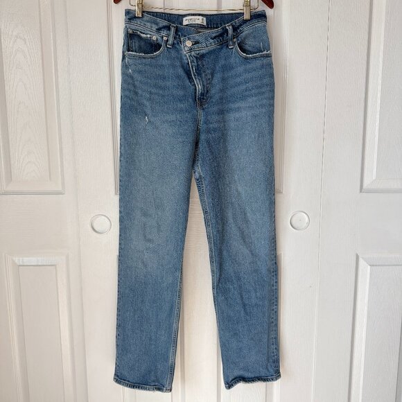 Abercrombie 90's Straight Ultra High Rise Medium Wash Light Distressing 29 8 - Picture 1 of 7